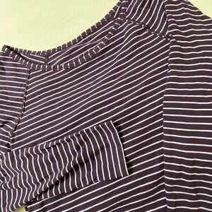 Lululemon Womens M‎ Striped Long Sleeve Top Open Back Purple Athletic Casual